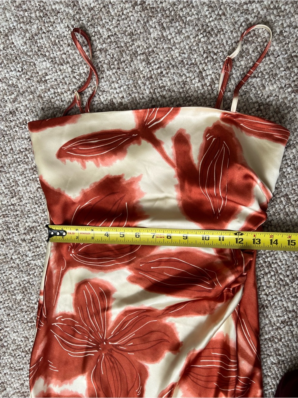 House of Harlow 1960 Spaghetti-Strap Floral Midi Dress in Cream and Rust - Picture 16 of 16